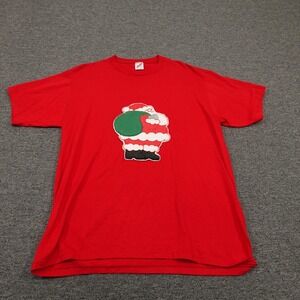 Vintage Jerzees Shirt Mens Extra Large Red Santa Claus Graphic 50/50 USA 90s